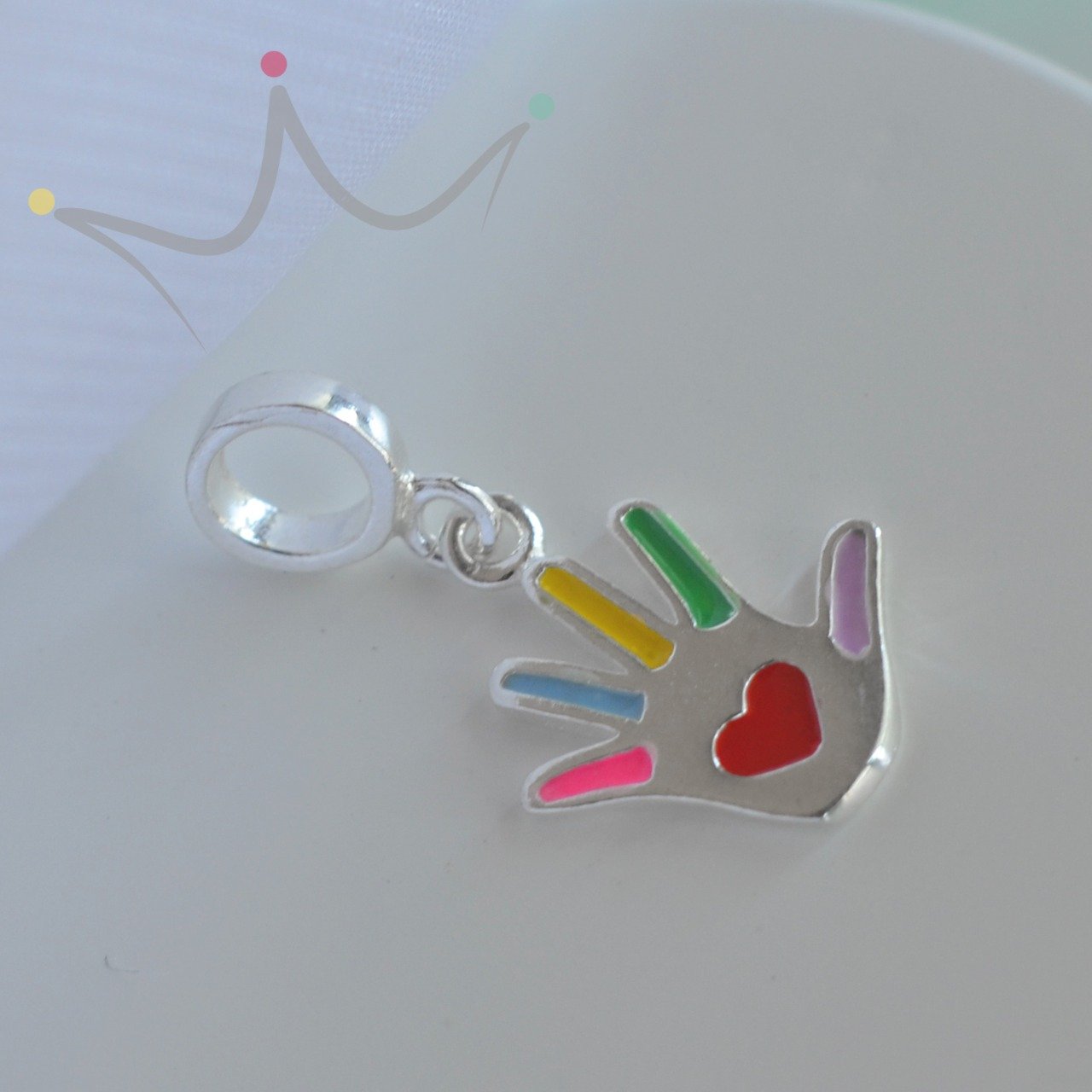 Berloque Mo Colorida Autismo - Prata