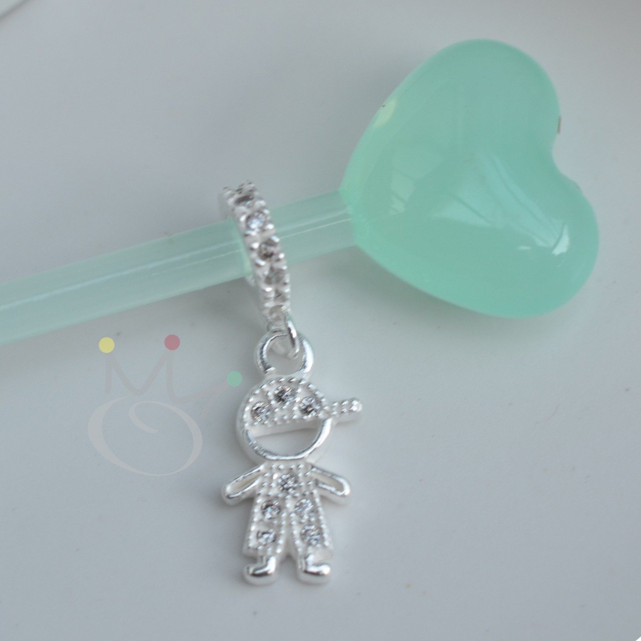 Berloque Menino Cravejado Brilho - Prata Berloque Menino Cravejado Brilho - Prata