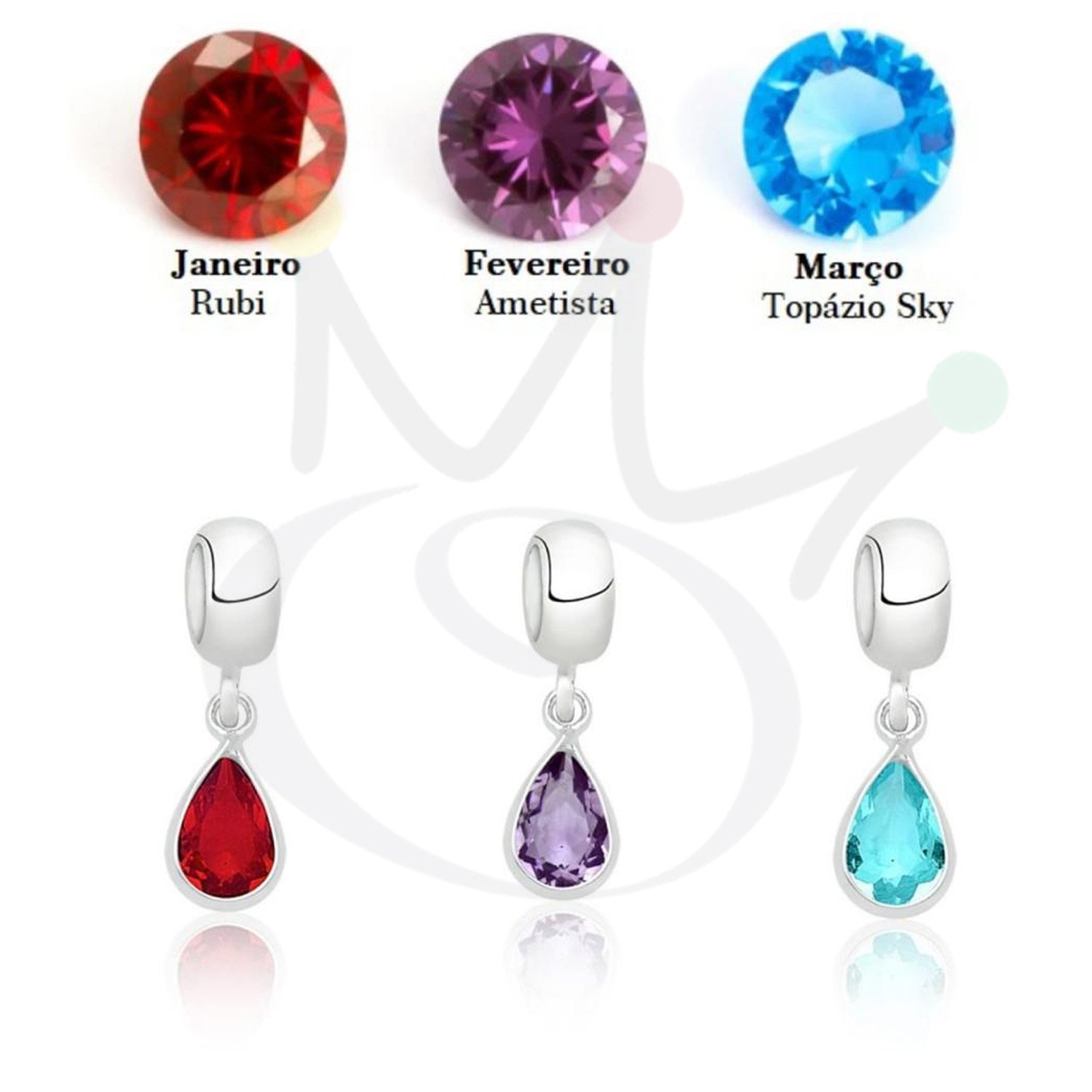 Berloque Mês do Aniversário - Prata Berloque Mês do Aniversário - Prata