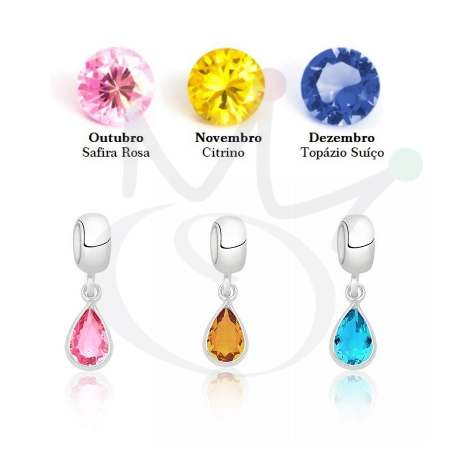 Berloque Mês do Aniversário - Prata Berloque Mês do Aniversário - Prata