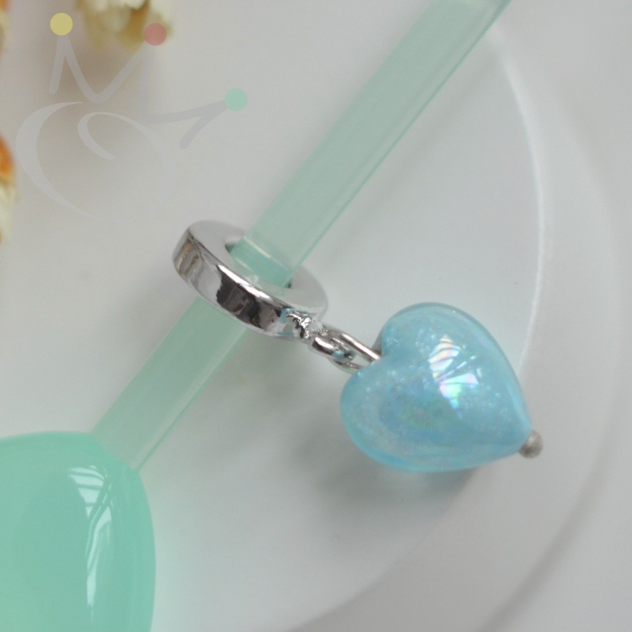 Berloque Murano Coração (Cores)- Prata Berloque Murano Coração (Cores)- Prata