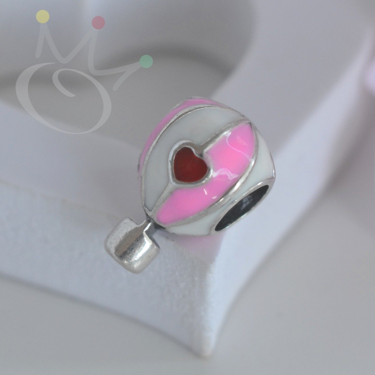 Berloque Separador Balão Esmaltado Coração - Prata Berloque Separador Balão Esmaltado Coração - Prata