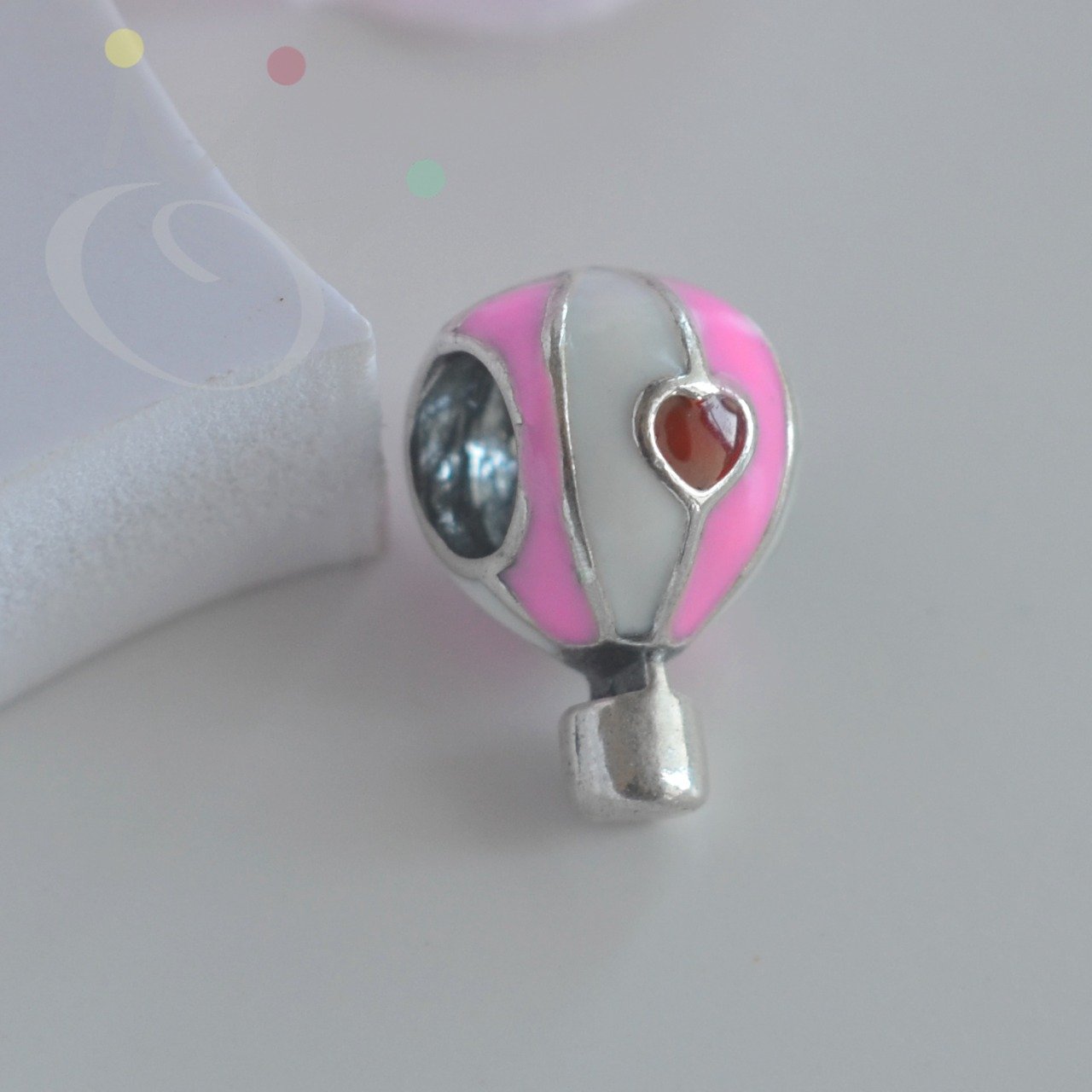 Berloque Separador Balão Esmaltado Coração - Prata Berloque Separador Balão Esmaltado Coração - Prata