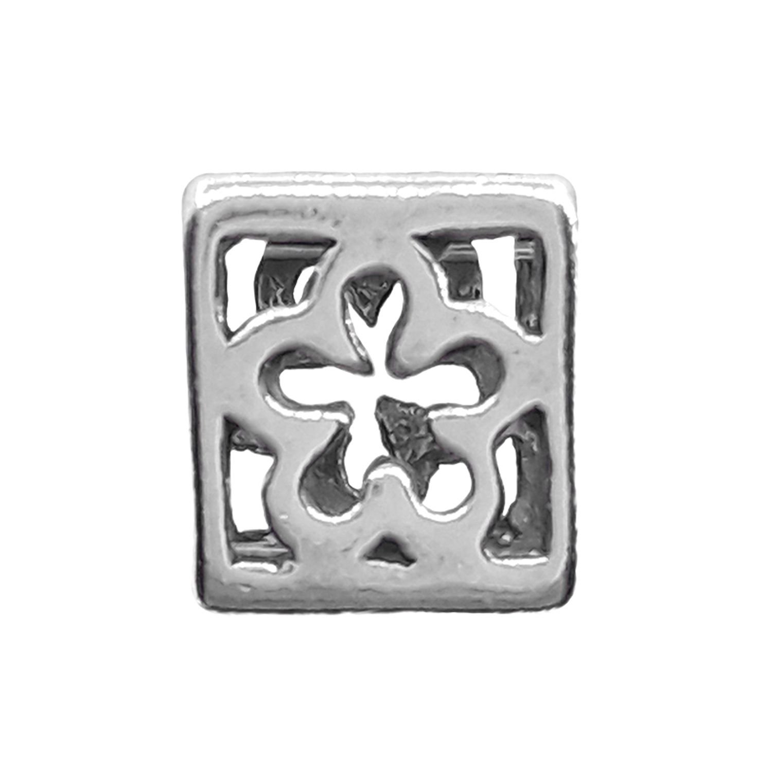 Berloque Separador Cubo Flores Vazadas - Prata Berloque Separador Cubo Flores Vazadas - Prata