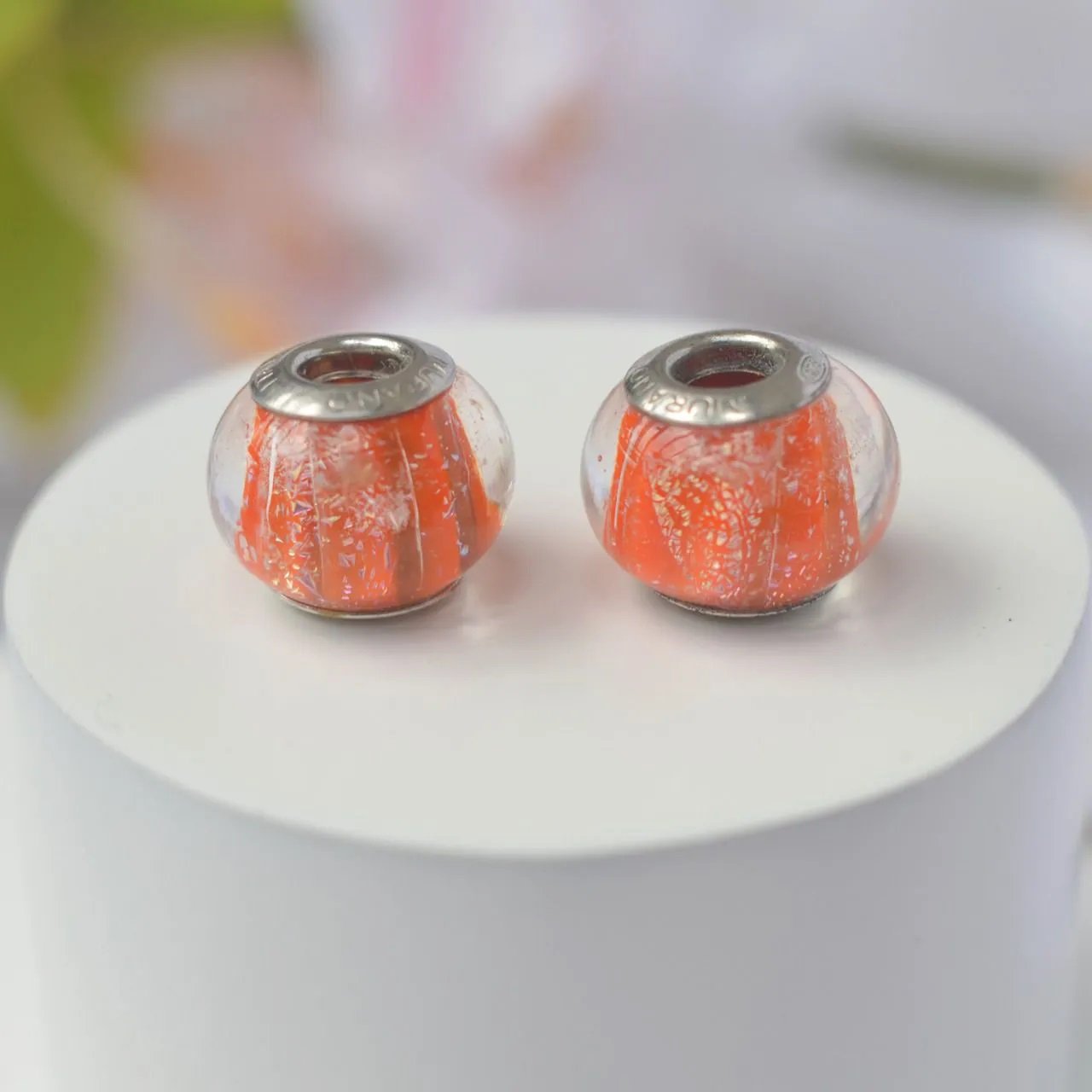 Berloque Separador Murano Glitter (Cores)- Prata Berloque Separador Murano Glitter (Cores)- Prata