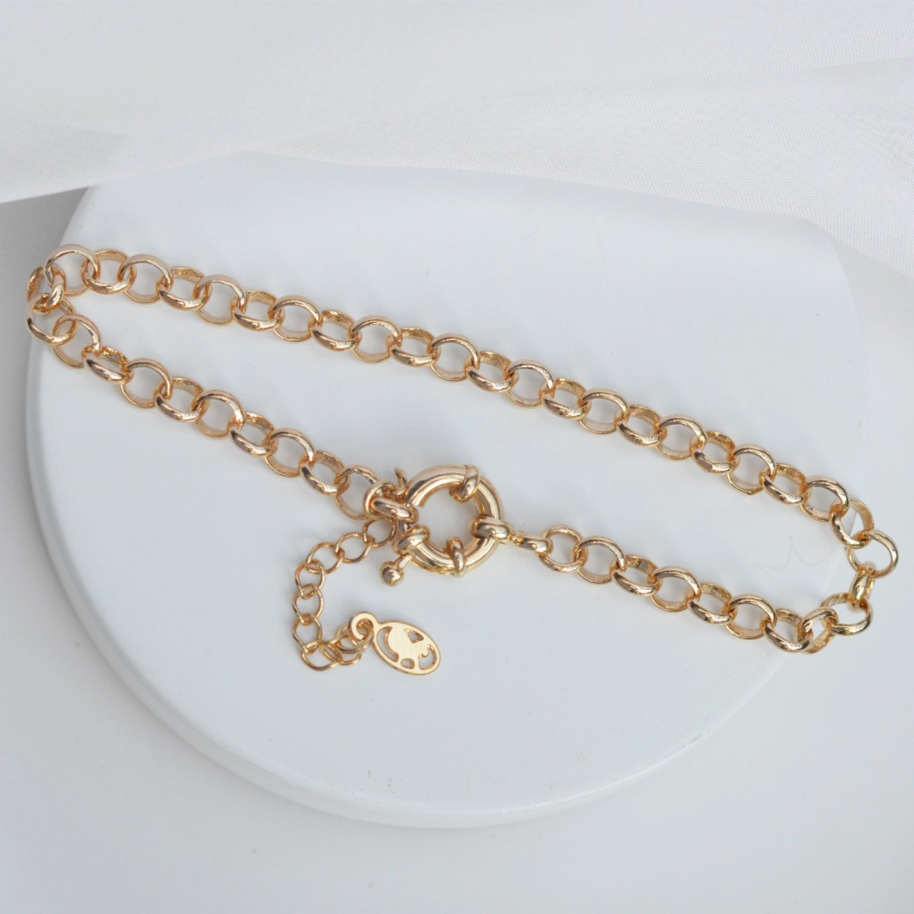 Bracelete Elo Português Fecho Bóia - Semijoia Bracelete Elo Português Fecho Bóia - Semijoia