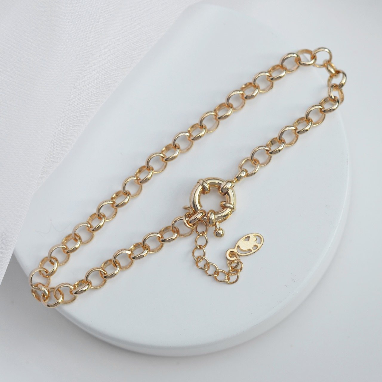 Bracelete Elo Português Fecho Bóia - Semijoia Bracelete Elo Português Fecho Bóia - Semijoia