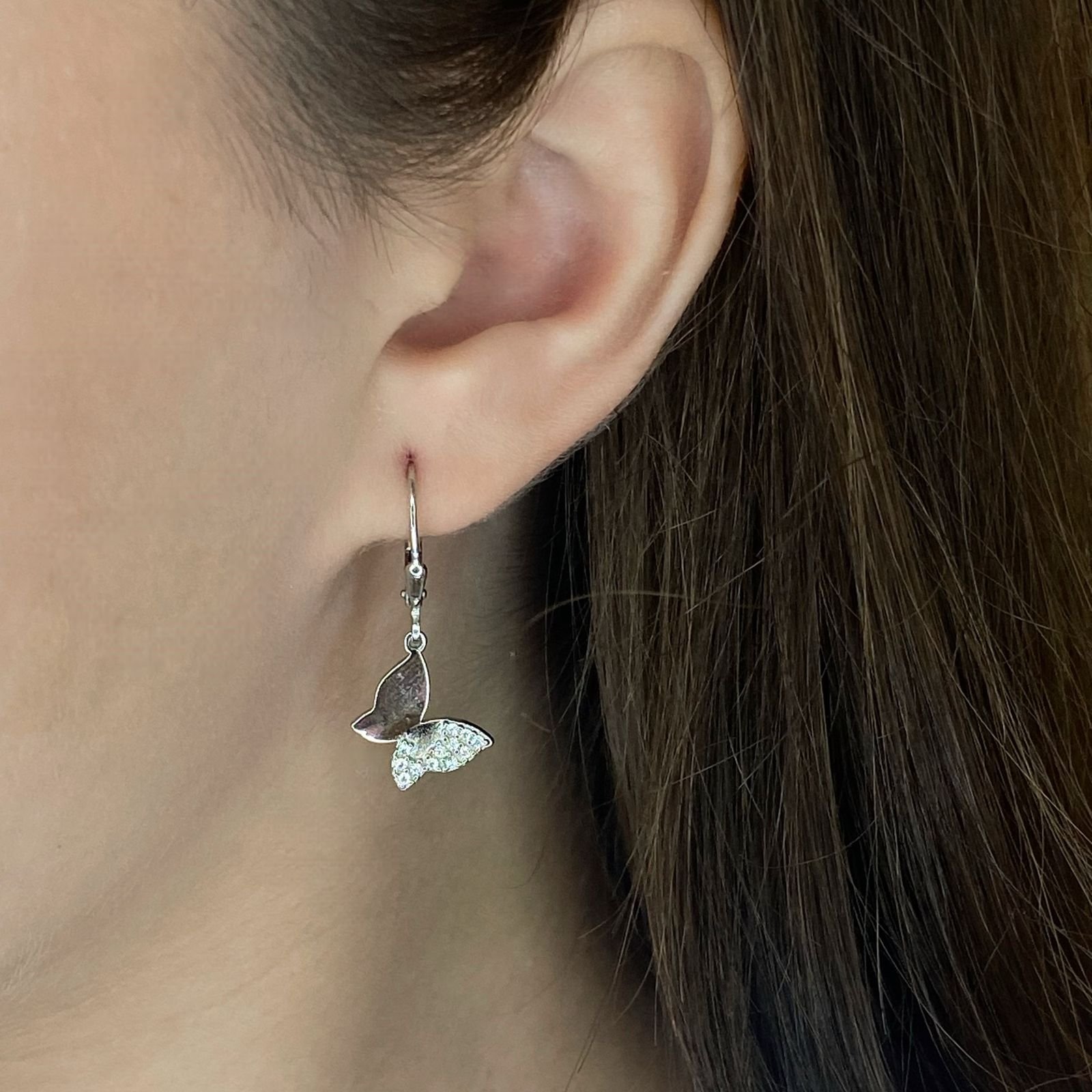 Brinco Argola Borboleta Cravejada - Prata Brinco Argola Borboleta Cravejada - Prata