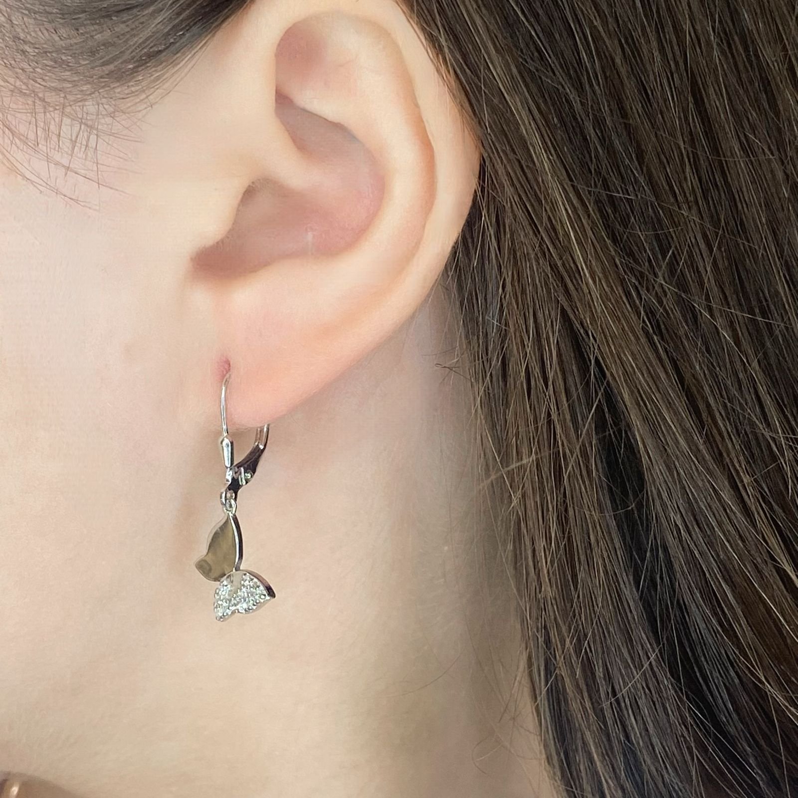 Brinco Argola Borboleta Cravejada - Prata Brinco Argola Borboleta Cravejada - Prata