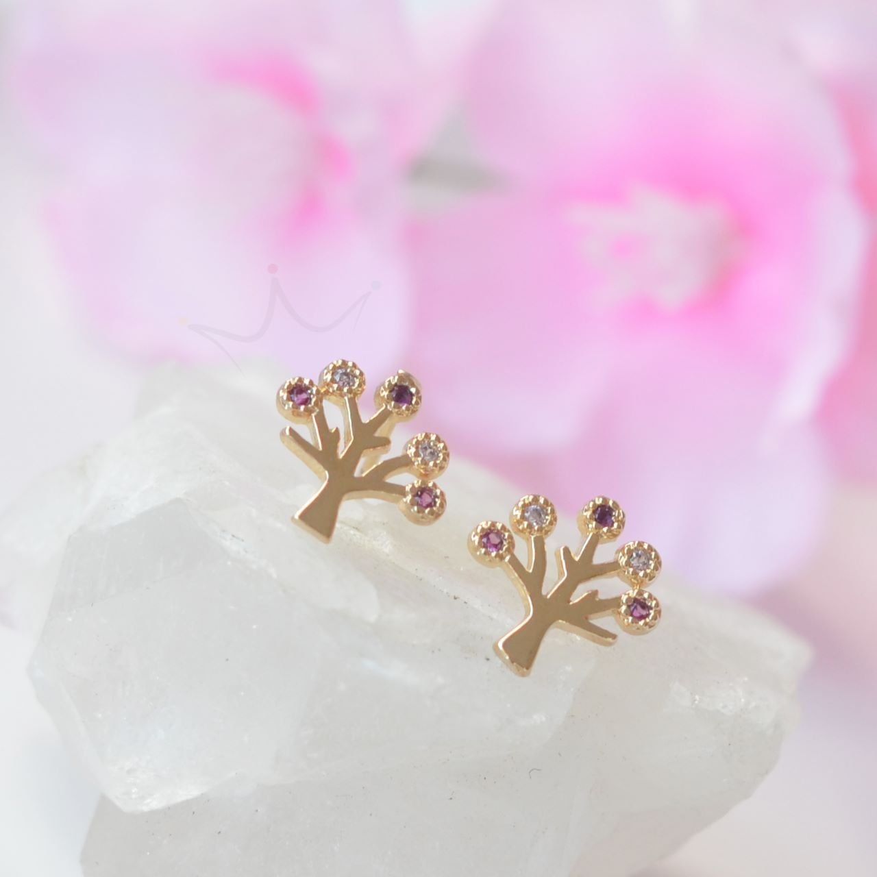 Brinco Árvore Sakura Aberta - Semijoia Brinco Árvore Sakura Aberta - Semijoia