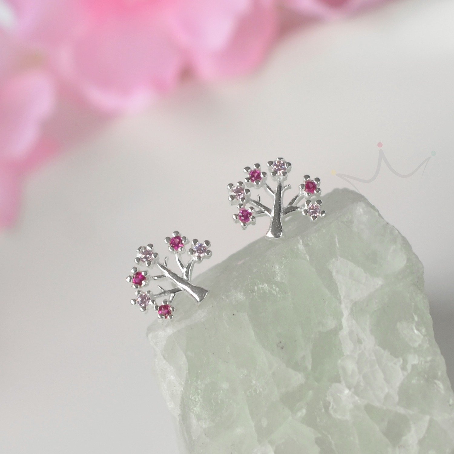 Brinco Árvore Sakura Fechada Cheia - Prata Brinco Árvore Sakura Fechada Cheia - Prata