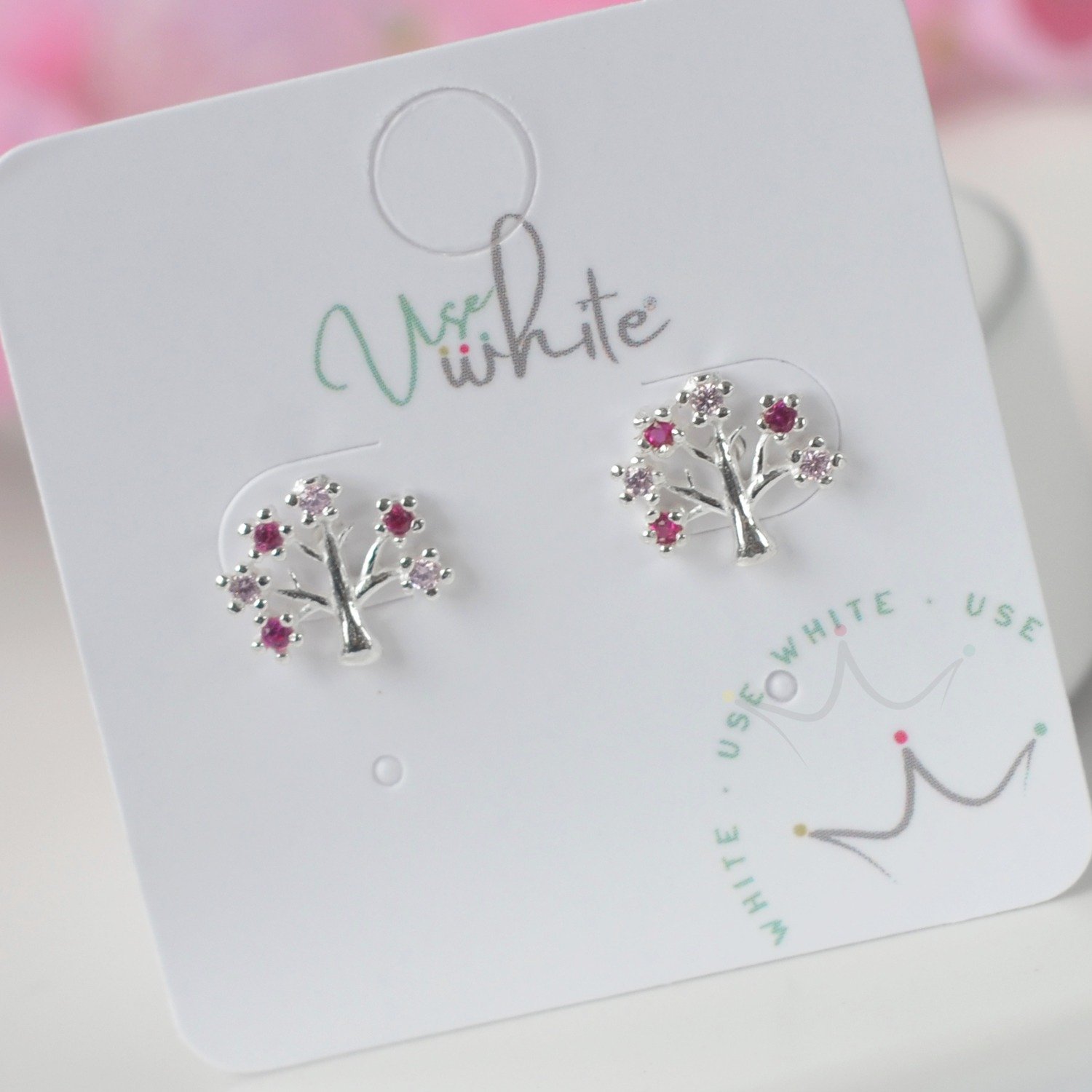 Brinco Árvore Sakura Fechada Cheia - Prata Brinco Árvore Sakura Fechada Cheia - Prata