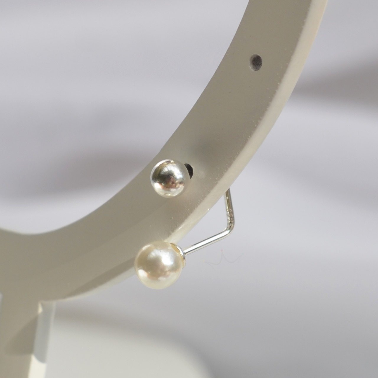 Brinco Duplo Bolinha e Perola Pendente- Prata Brinco Duplo Bolinha e Perola Pendente- Prata