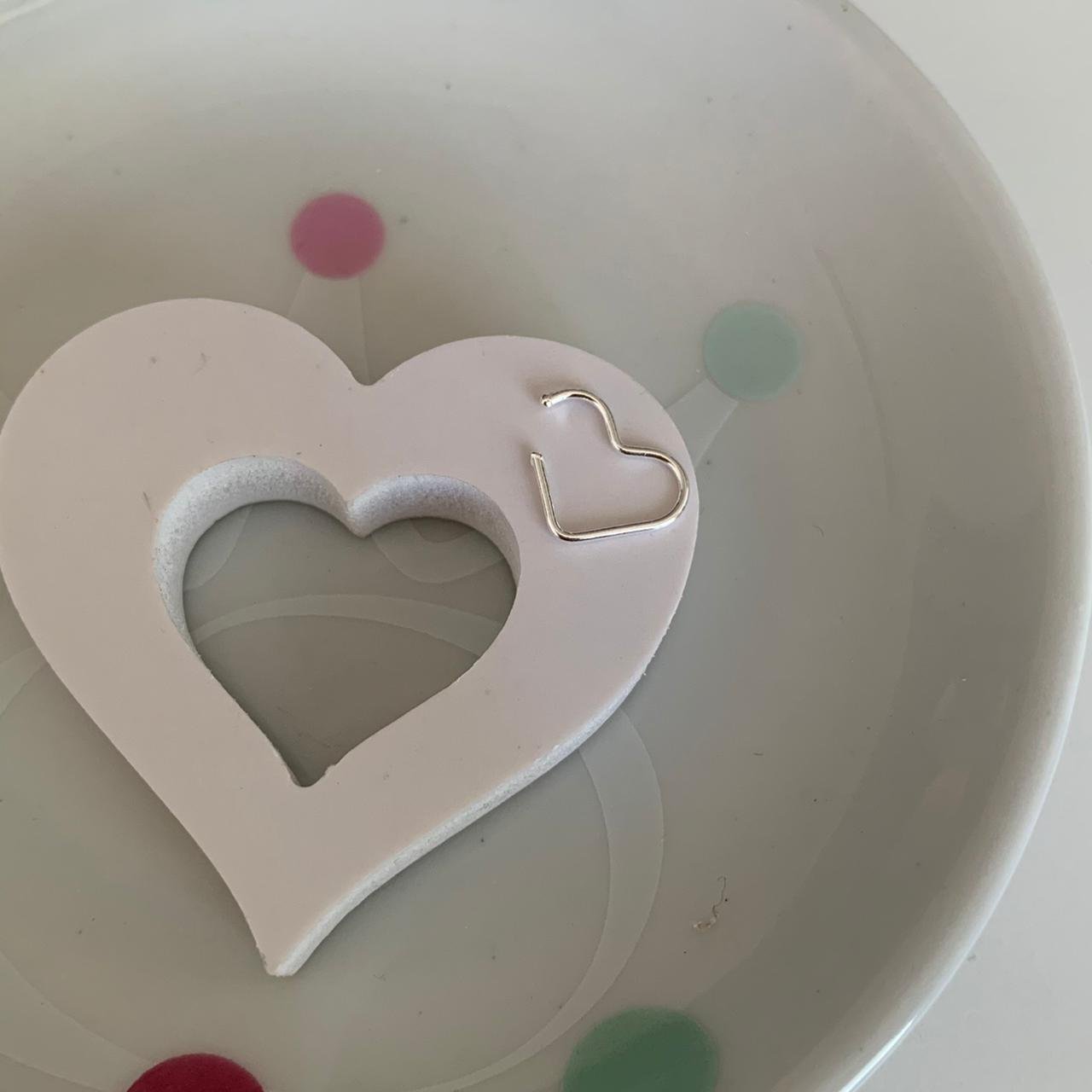 Brinco Piercing Fake de Presso Corao - Prata 925