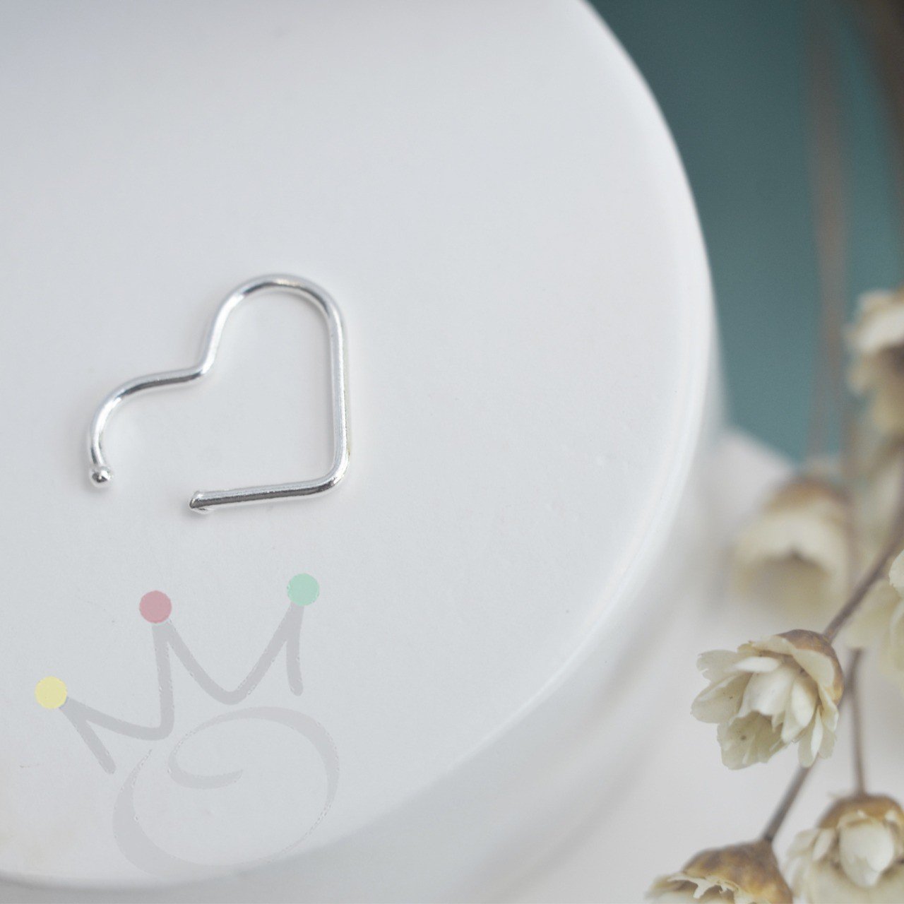 Brinco Piercing Fake de Presso Corao - Prata 925