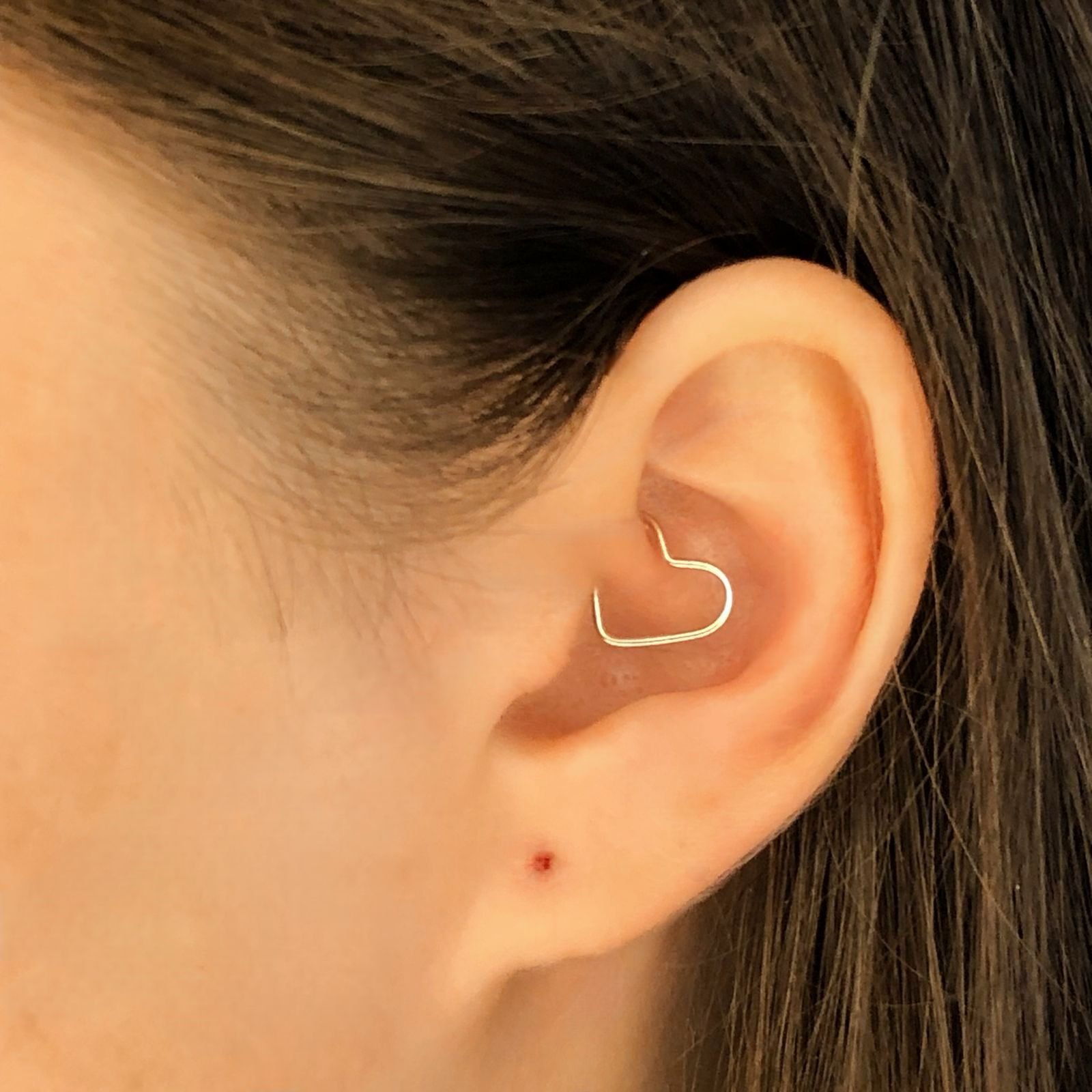 Brinco Piercing Fake de Presso Corao - Prata 925